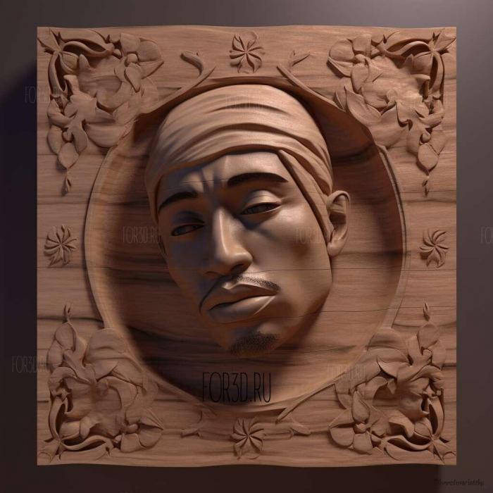 Tupac Shakur 1 stl model for CNC